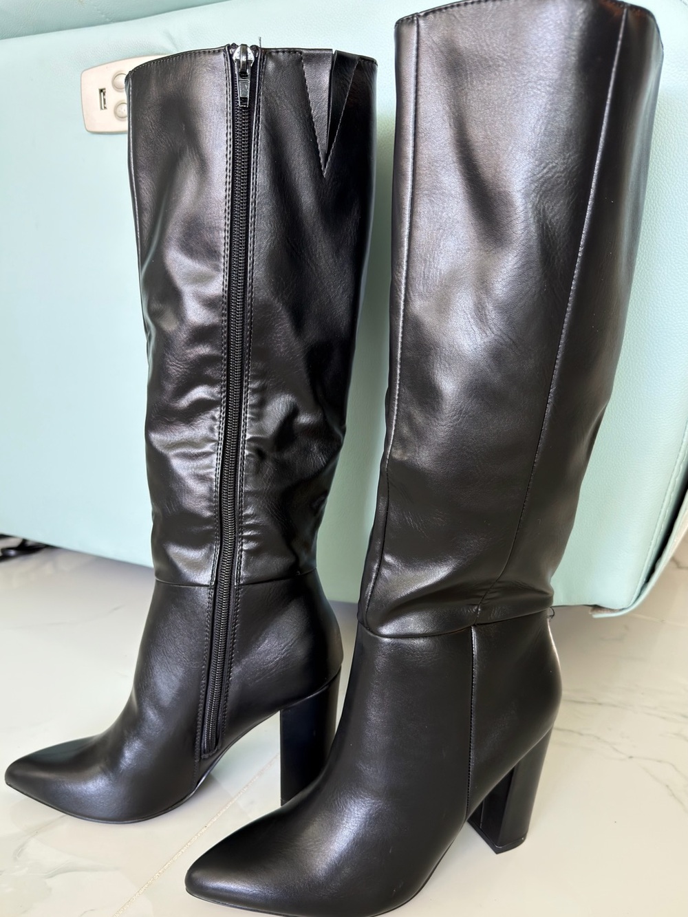 Dream Pairs Black Over-the-Knee Block Heel Boots